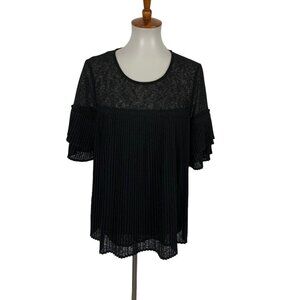 Witchery Womens Top Medium Black Blouse Short Sleeve Workwear Minimalist